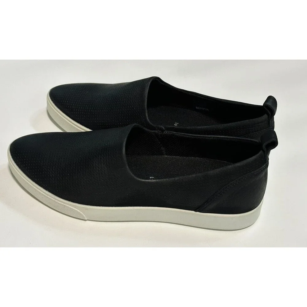 Women's ECCO Gillian Slip On Black Leather Comfort Shoes Sz 10/41 Flat Loafers - Picture 3 of 10